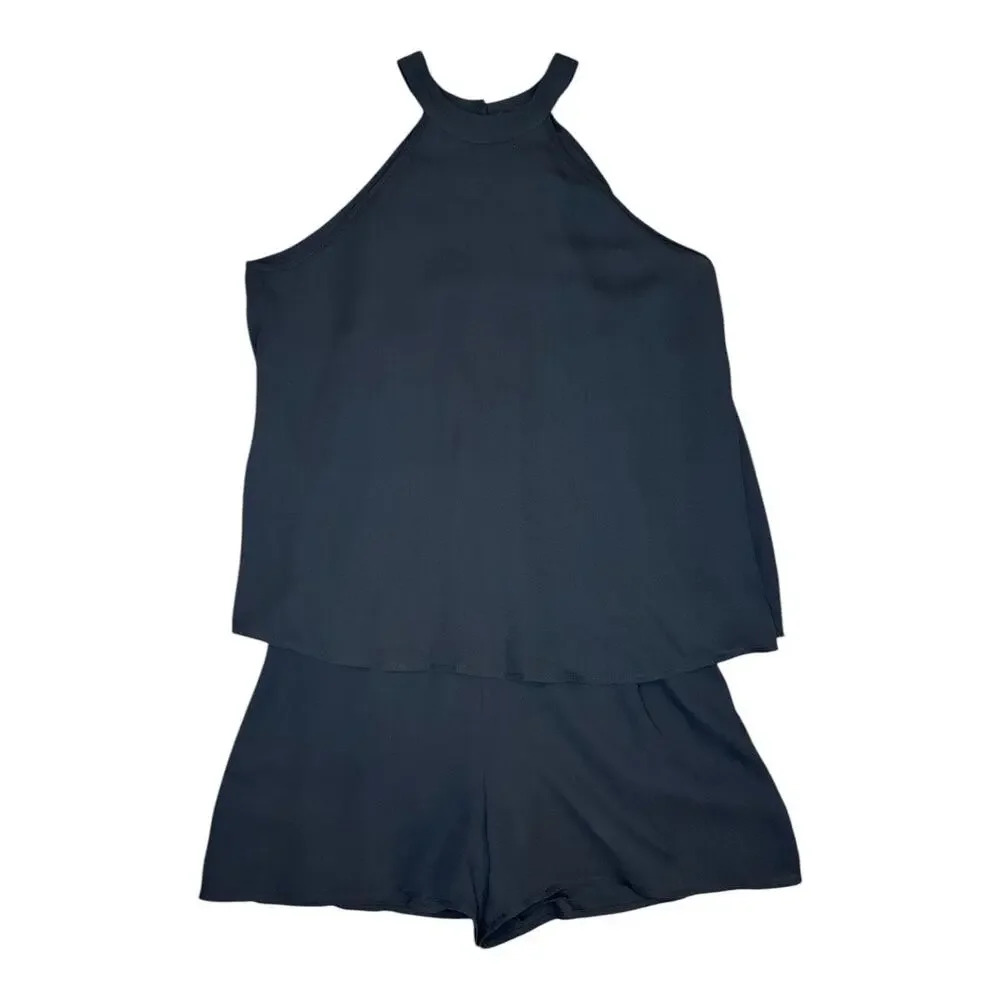 Krisa Women's XS Black Halter Neck Romper Casual‎ Summer Sleeveless EUC - Picture 2 of 4